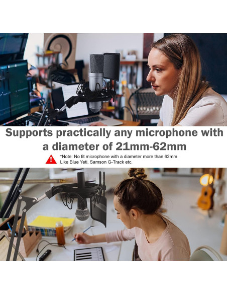 Soporte de micrófono universal con filtro antipop - Negro Soporte de micrófono universal con filtro antipop - Negro