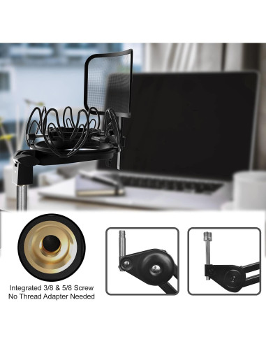 Soporte de micrófono universal con filtro antipop - Negro