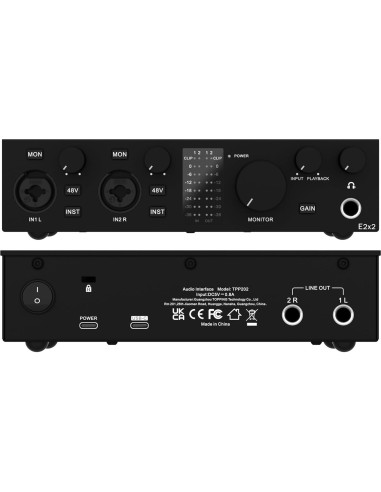 Interfaz de Audio USB Topping E2X2 - Mezclador Profesional Negro