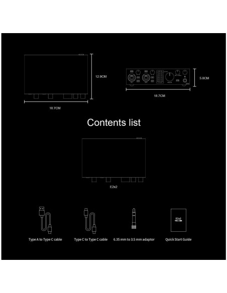 Interfaz de Audio USB Topping E2X2 - Mezclador Profesional Negro