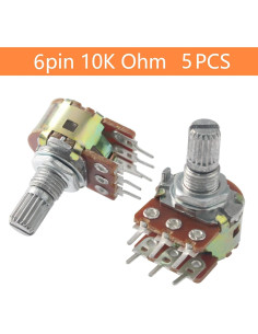 5 Potenciometros Rotativos Duplicados WH148 10K 6 Pines 15mm 2