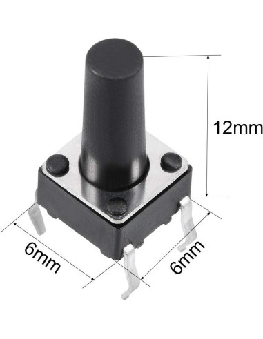 Interruptor Táctil Momentáneo uxcell 4 Pines 6x6mm 10PCS