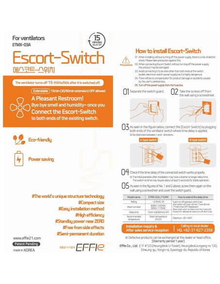Interruptor de Temporizador DIY Effie ETMX-03A 15-60 Min