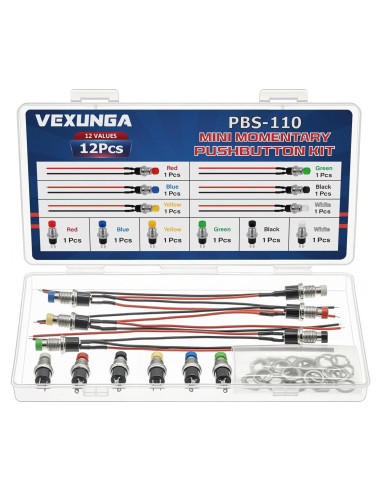 Interruptor de Botón Momentáneo VEXUNGA 12 Piezas 250V 1A