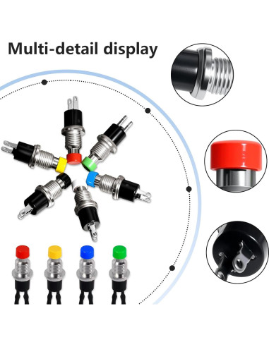 Interruptor de Botón Momentáneo VEXUNGA 12 Piezas 250V 1A