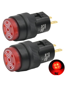 Buzzer 16MM Rojo 12V CC LED ZJWZJH 2Pcs Alarma Panel