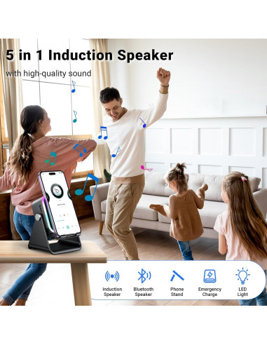 Altavoz Inducción AIKELA ZJ-027 Bluetooth 5.3 5 en 1 Negro