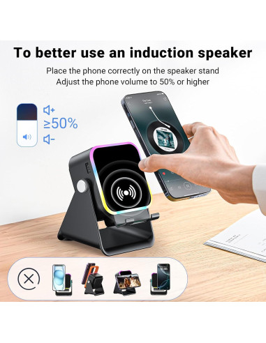 Altavoz Inducción AIKELA ZJ-027 Bluetooth 5.3 5 en 1 Negro