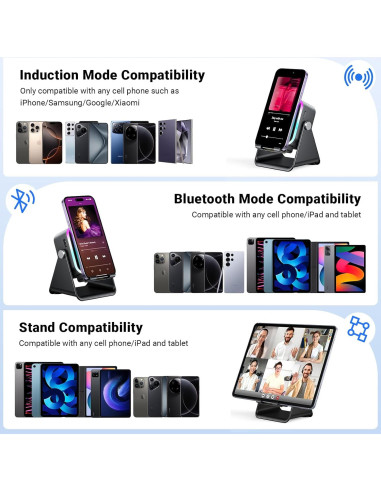 Altavoz Inducción AIKELA ZJ-027 Bluetooth 5.3 5 en 1 Negro