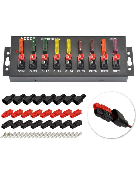 Módulo de Distribución HCDC 1 en 8 40A con LED y Fusibles