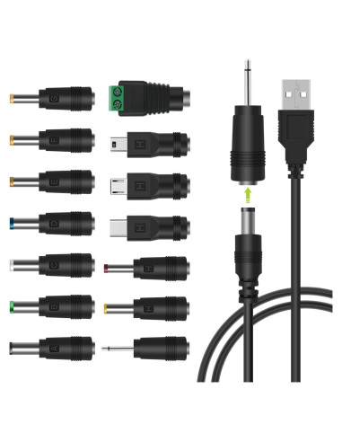 Cable de Alimentación DC 5V LANMU con 14 Adaptadores Intercambiables
