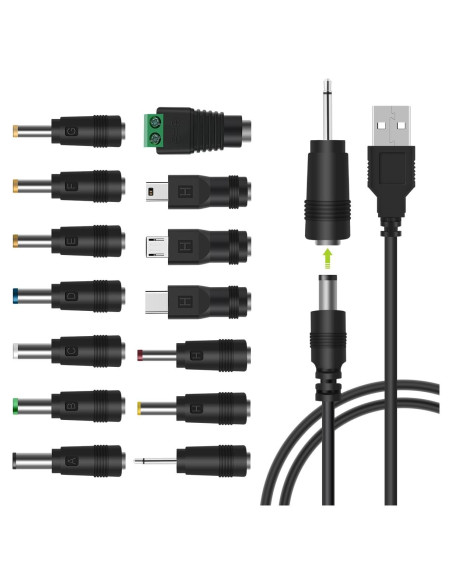 Cable de Alimentación DC 5V LANMU con 14 Adaptadores Intercambiables