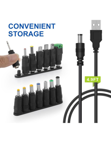 Cable de Alimentación DC 5V LANMU con 14 Adaptadores Intercambiables