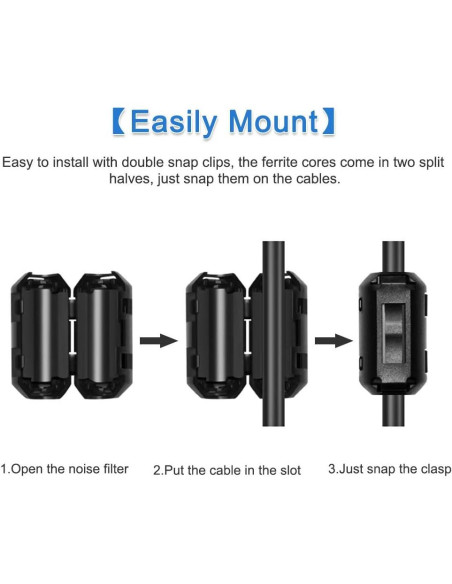 Filtro de Ruido EMI RFI Roctee 12 Pcs Núcleo de Ferrita 7mm