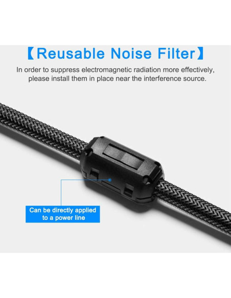 Filtro de Ruido EMI RFI Roctee 12 Pcs Núcleo de Ferrita 7mm