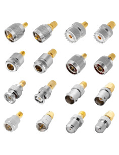 Kit de Adaptadores Coaxiales RF Anina 16 Piezas UHF/BNC/N/F a SMA