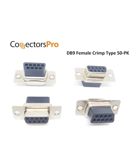 Conectores DB9 Hembrados D-Sub Crimp 50 Pcs Accesorios PC