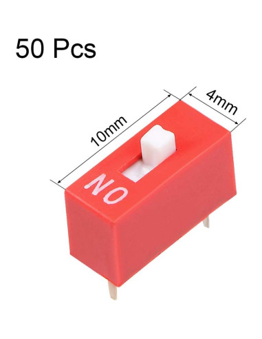 Interruptor DIP 1 Posición Rojo uxcell 50 Pcs para PCB