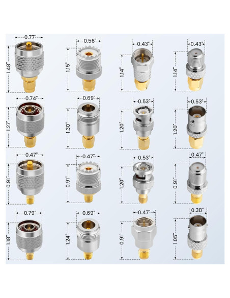 Kit de Adaptadores Coaxiales RF Anina 16 Piezas UHF/BNC/N/F a SMA