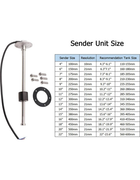 Medidor de Nivel de Agua KUS 52mm 12V/24V IP67 Retroiluminado