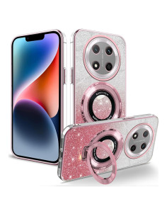 Funda de Silicona Honor X9c con Soporte de Anillo Rosa