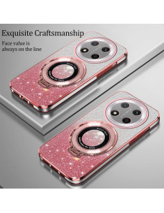 Funda de Silicona Honor X9c con Soporte de Anillo Rosa 2