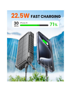 Cargador Solar Power Bank Riapow 27000mAh Carga Rápida 22.5W 2