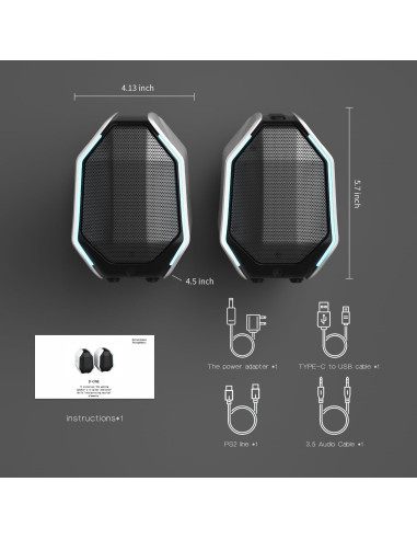 Altavoces D-ONE 30W Gaming Bluetooth RGB para PC y Laptop