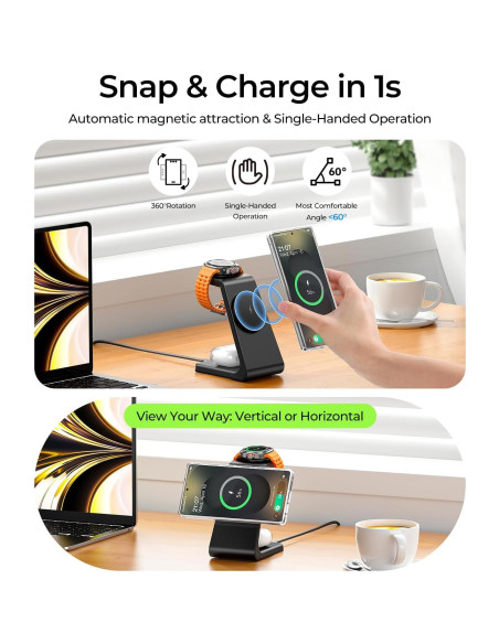 Cargador Inalámbrico Magnético 3 en 1 Meifigno para Samsung