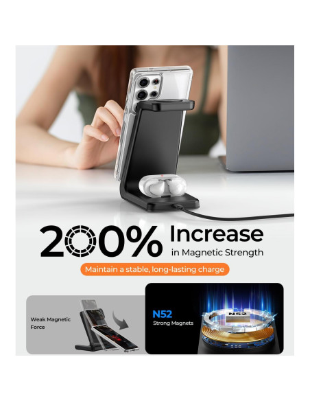 Cargador Inalámbrico Magnético 3 en 1 Meifigno para Samsung