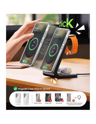 Cargador Inalámbrico Magnético 3 en 1 Meifigno para Samsung