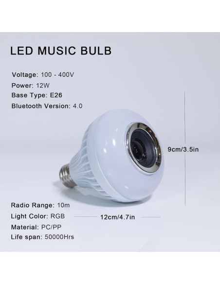 Bombilla Inteligente AIDENOEY con Altavoz Bluetooth 12W RGB