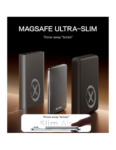 Cargador Portátil Magsafe ULiXWH 5000mAh Carga Rápida Gris