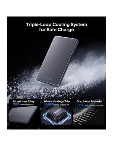 Cargador Portátil Magsafe ULiXWH 5000mAh Carga Rápida Gris