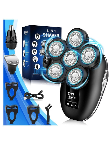 Afeitadora eléctrica 6 en 1 Sakioo IPX7 con pantalla LED