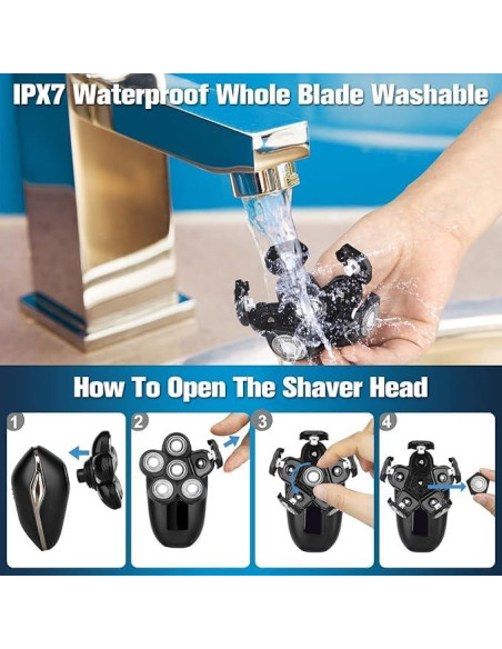 Afeitadora eléctrica 6 en 1 Sakioo IPX7 con pantalla LED
