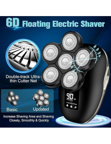 Afeitadora eléctrica 6 en 1 Sakioo IPX7 con pantalla LED
