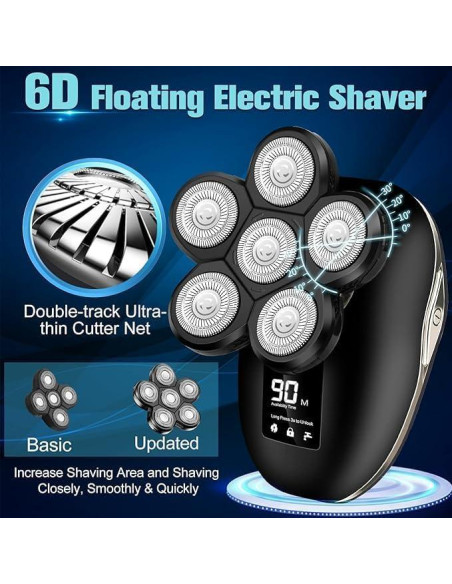 Afeitadora eléctrica 6 en 1 Sakioo IPX7 con pantalla LED