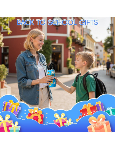 Botella de Agua Aislada 0.5L SEGXCFL Azul con Popote