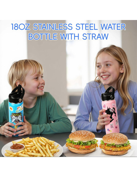 Botella de Agua Aislada 0.5L SEGXCFL Azul con Popote