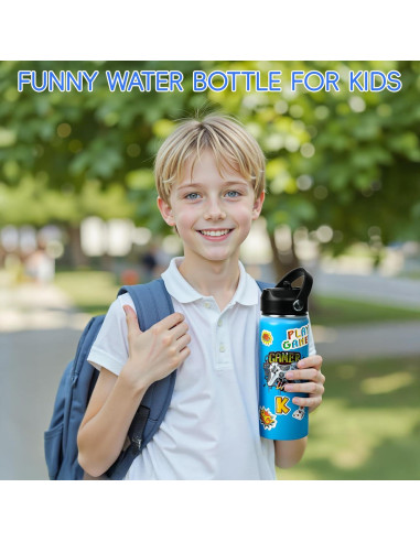 Botella de Agua Aislada 0.5L SEGXCFL Azul con Popote