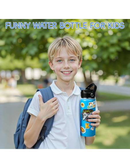 Botella de Agua Aislada 0.5L SEGXCFL Azul con Popote