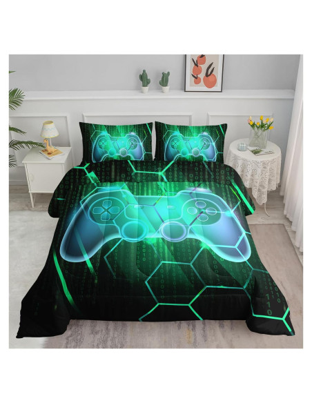 Conjunto de Edredón Axolotl Gamepad Individual 3 Piezas