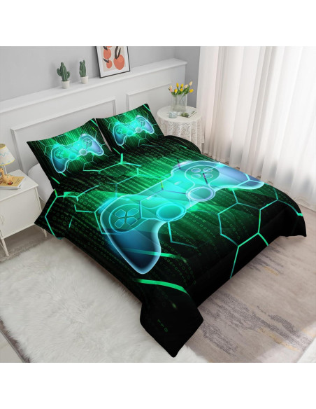 Conjunto de Edredón Axolotl Gamepad Individual 3 Piezas