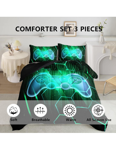 Conjunto de Edredón Axolotl Gamepad Individual 3 Piezas