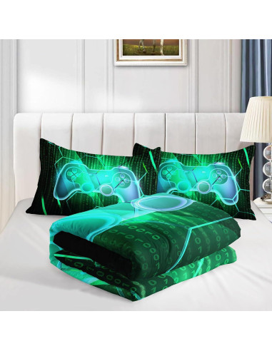 Conjunto de Edredón Axolotl Gamepad Individual 3 Piezas