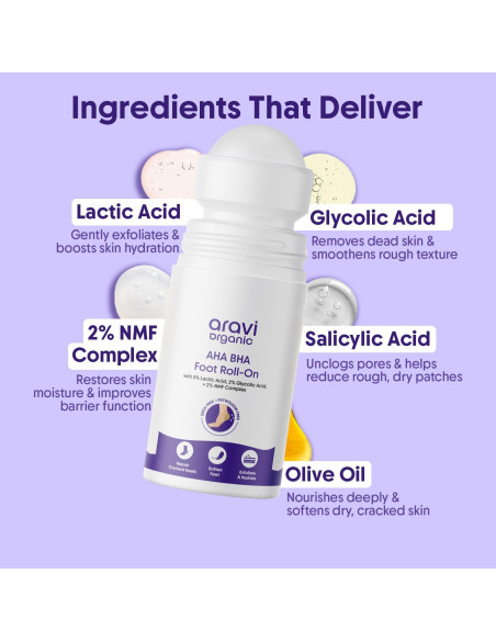 Rodillo Exfoliante para Pies Aravi AHA BHA 50ml - Suaviza y Repara