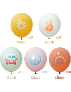 Globos Retro Psicodélicos ANGOLIO 50 Pcs 12 cm para Fiesta 2