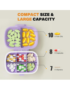 Organizador de Pastillas de Viaje MEACOLIA 8 Compartimentos 2