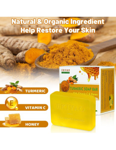 Jabón Orgánico de Cúrcuma EKIVAO - 3 Paquetes 85g Hidratante 2